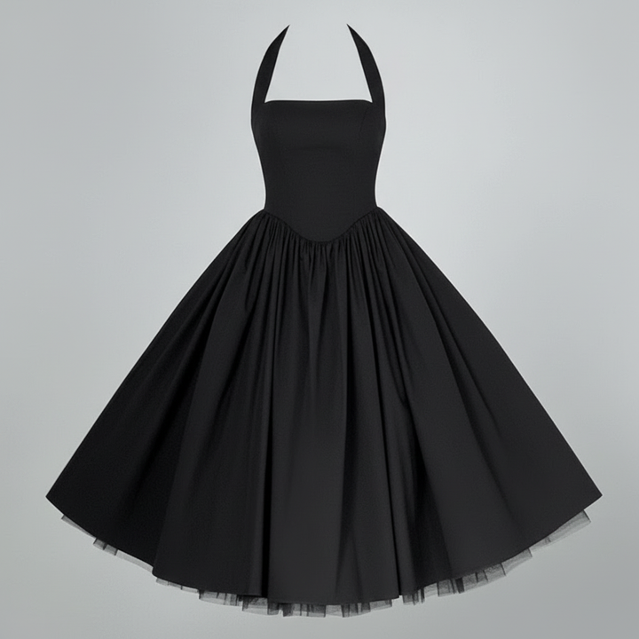 Isla | Women’s Halter Midi Dress With Fitted Bodice And Flared Skirt | Elegant