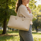 Isla | Women’s Tote Bag With Woven Texture And Long Handles | Elegant