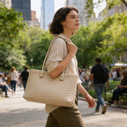 Isla | Women’s Tote Bag With Woven Texture And Long Handles | Elegant