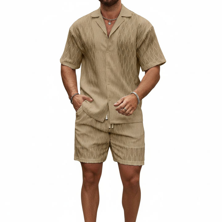 Jackson | Men's 2-Piece Set With Short Sleeve Shirt And Textured Shorts | Summer