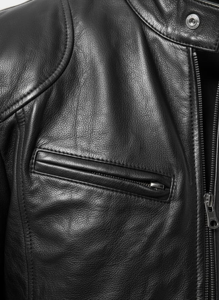Jackson | Men's Leather Jacket With Zip Closure And Stand Collar | Biker