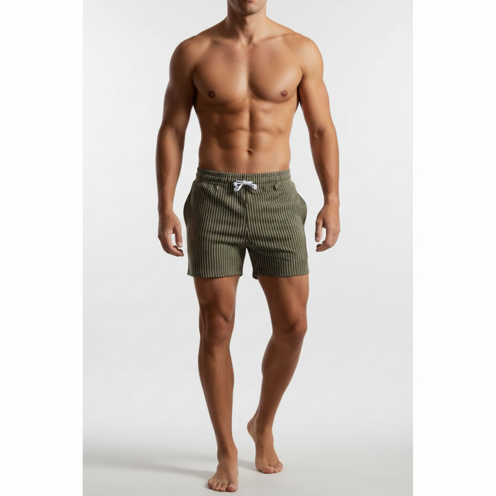 Jackson | Men's Swim Short With Drawstring Waist And Striped Texture | Summer