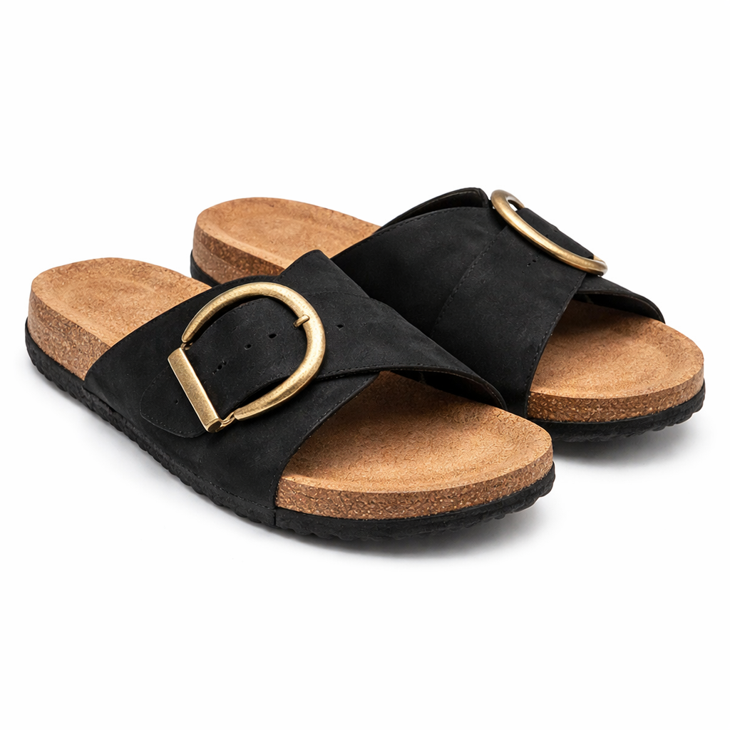 Judith | Women’s Slide Sandals With Double Buckle And Soft Footbed | Casual