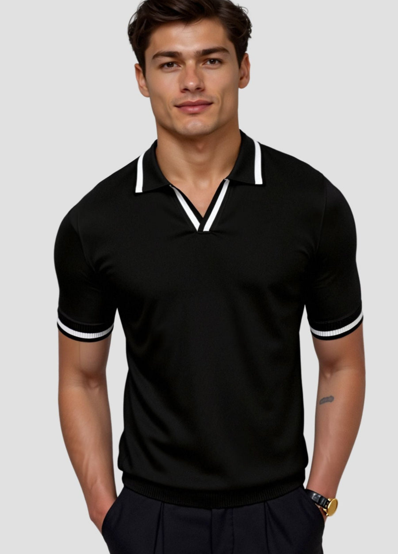 Kaelan | Men's Polo Shirt With Zip Collar And Short Sleeves | Smart Casual