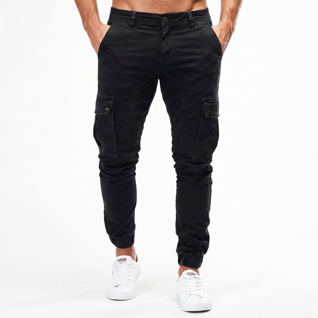 Leo | Men’s Cargo Trouser With Side Cargo Pockets And Elastic Cuff Hem | Street