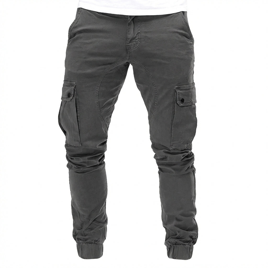 Leo | Men’s Cargo Trouser With Side Cargo Pockets And Elastic Cuff Hem | Street