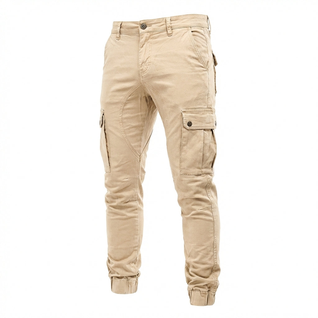 Leo | Men’s Cargo Trouser With Side Cargo Pockets And Elastic Cuff Hem | Street