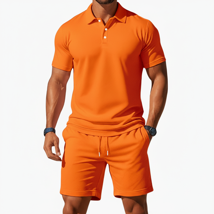 Liam | Men's Polo Shirt With Short Sleeves And Button Placket | Casual