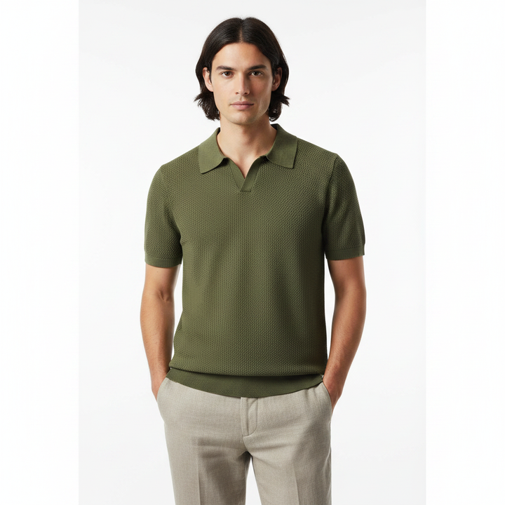 Liam | Men's Polo Shirt With Textured Knit And Short Sleeves | Casual