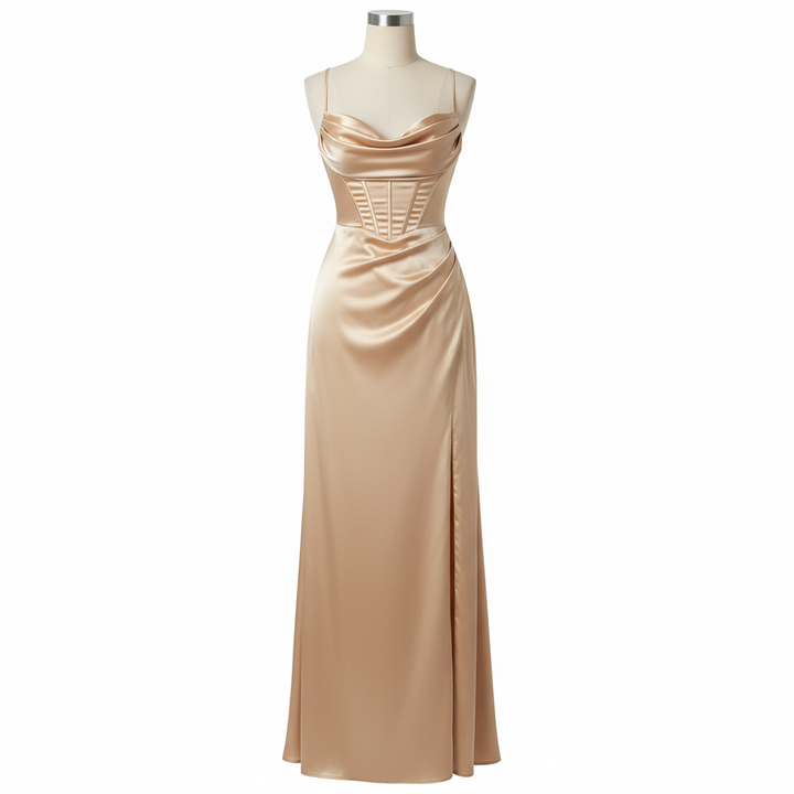 Lily | Women’s Cocktail Maxi Dress With Cowl Neckline And High Slit | Glamorous