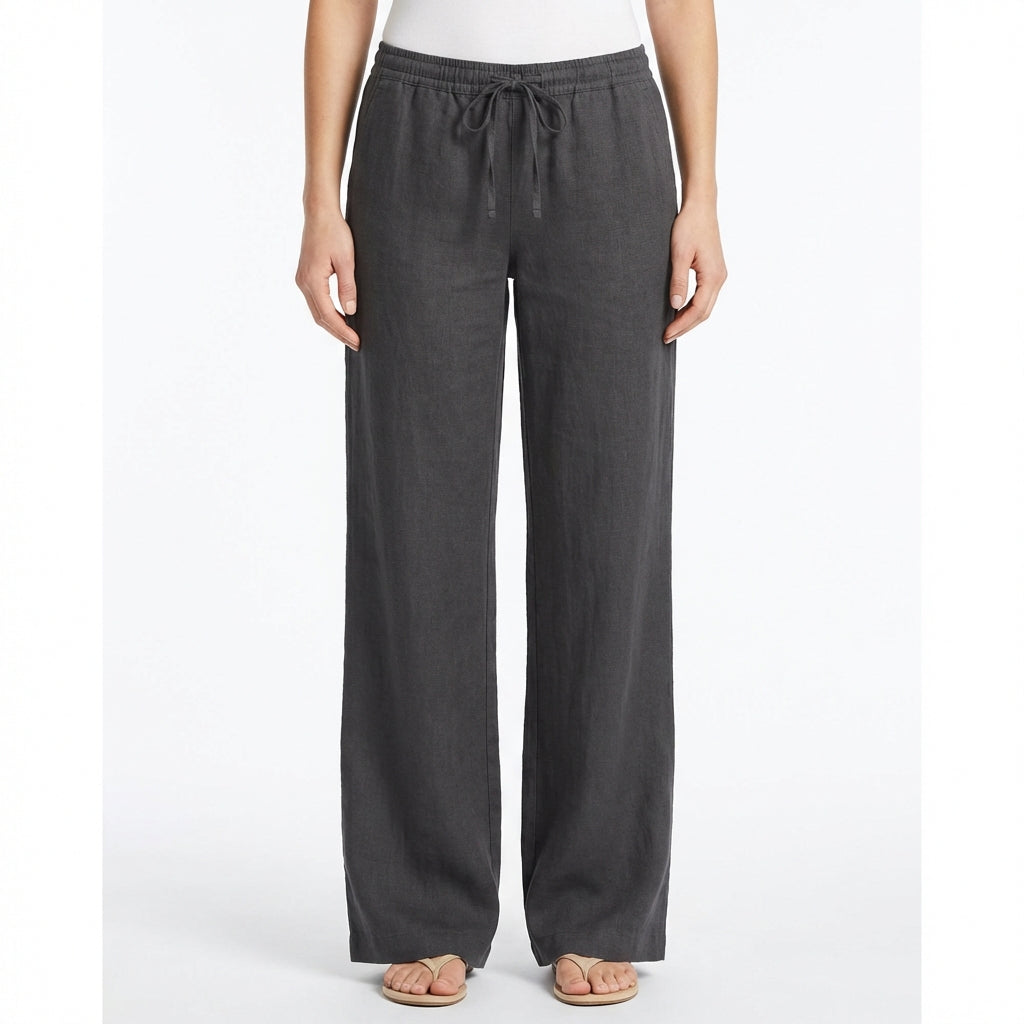Lily | Women’s Linen Trousers With Wide Leg Silhouette And Drawstring Waist | Relaxed