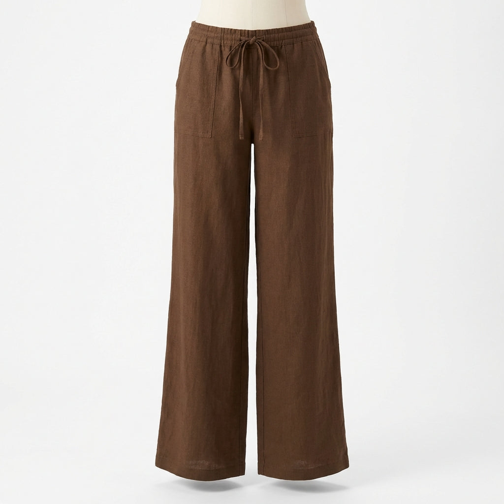 Lily | Women’s Linen Trousers With Wide Leg Silhouette And Drawstring Waist | Relaxed