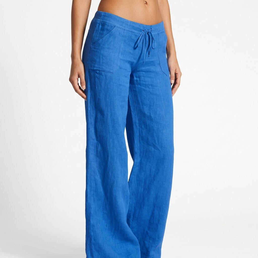 Lily | Women’s Linen Trousers With Wide Leg Silhouette And Drawstring Waist | Relaxed