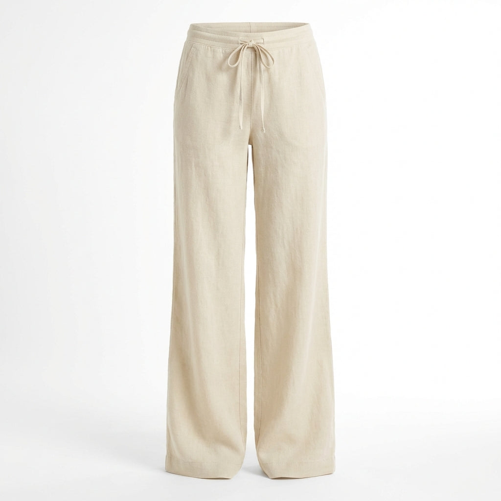 Lily | Women’s Linen Trousers With Wide Leg Silhouette And Drawstring Waist | Relaxed