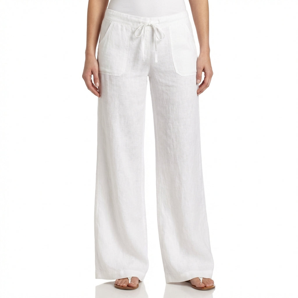Lily | Women’s Linen Trousers With Wide Leg Silhouette And Drawstring Waist | Relaxed