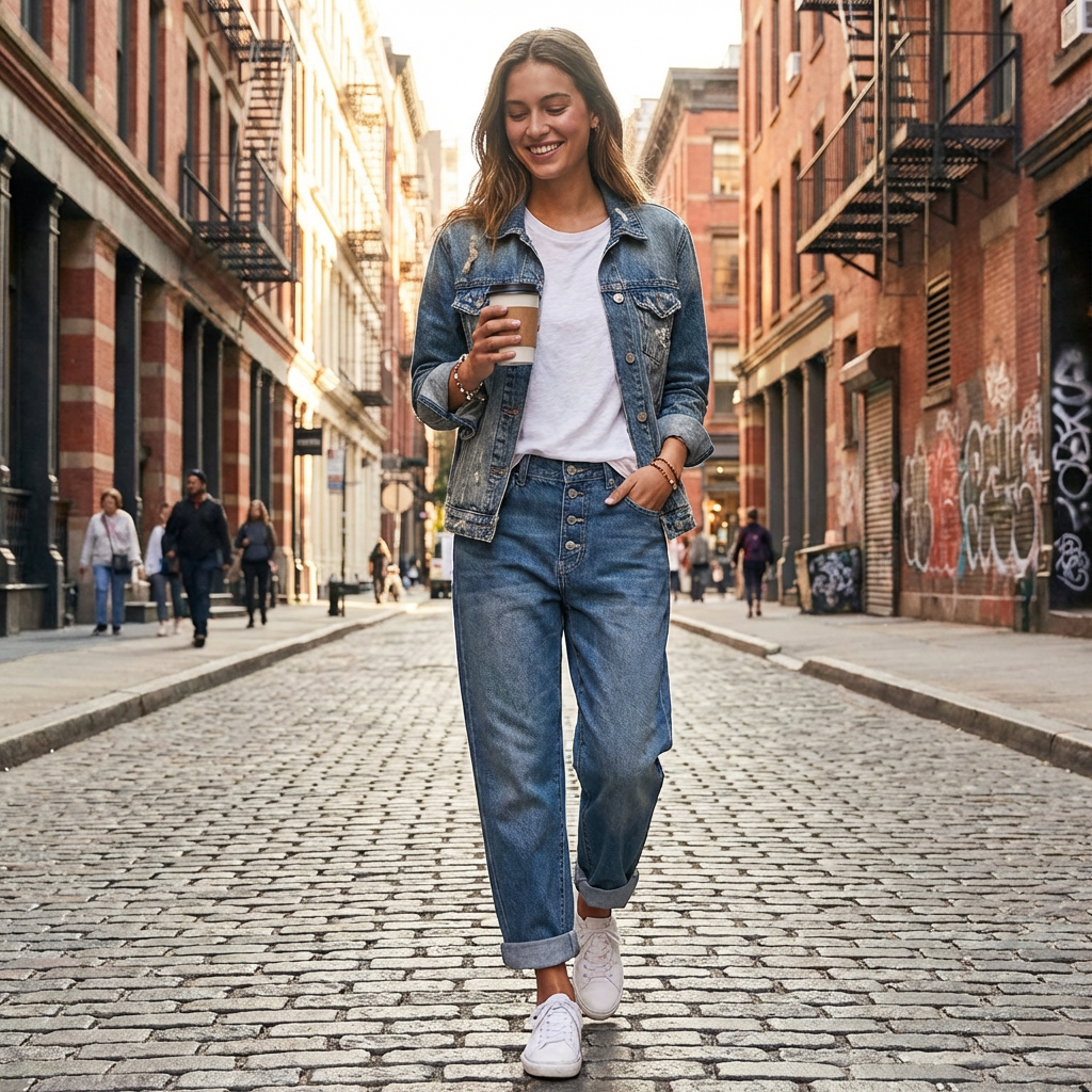 Lily | Women’s Low Rise Jeans With Button Front Detail And Relaxed Fit | Casual