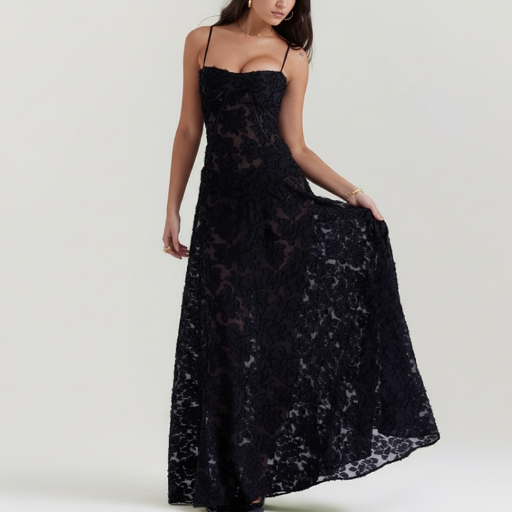 Liora | Women's Formal Maxi Dress With Wrap V Neck And Printed Design