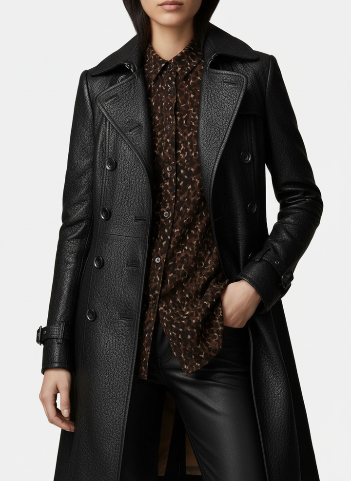 Liora | Women's Trench Coat With Button Front And Notched Collar