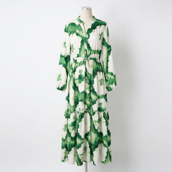 Livia | Women’s Formal Maxi Dress With Tie-Dye Print And Long Sleeve Design | Elegant Maxi