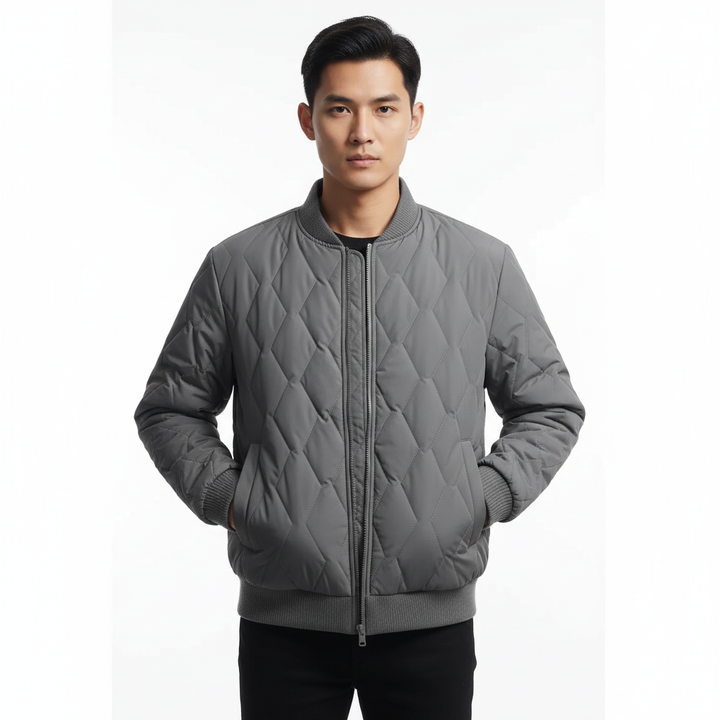 Lucas | Men's Bomber Jacket With Quilted Texture And Zip Closure | Casual