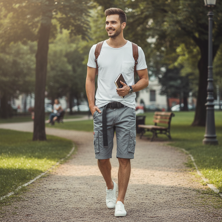 Lucas | Men's Shorts With Cargo Pockets And Button Closure | Casual