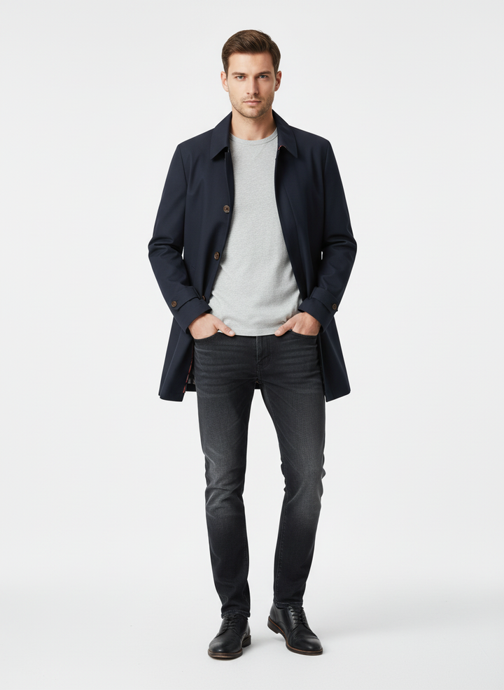 Lucas | Men's Trench Coat With Button Closure And Side Pockets | Classic