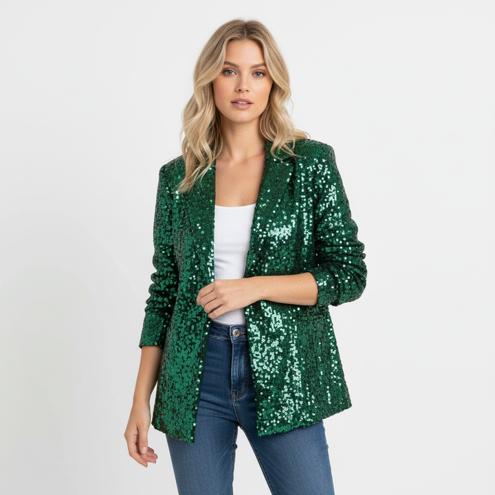 Madison | Women's Blazer With Sequin Texture And Notch Lapel | Glamorous