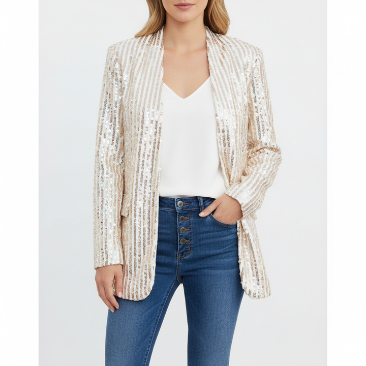 Madison | Women's Blazer With Sequin Texture And Notch Lapel | Glamorous