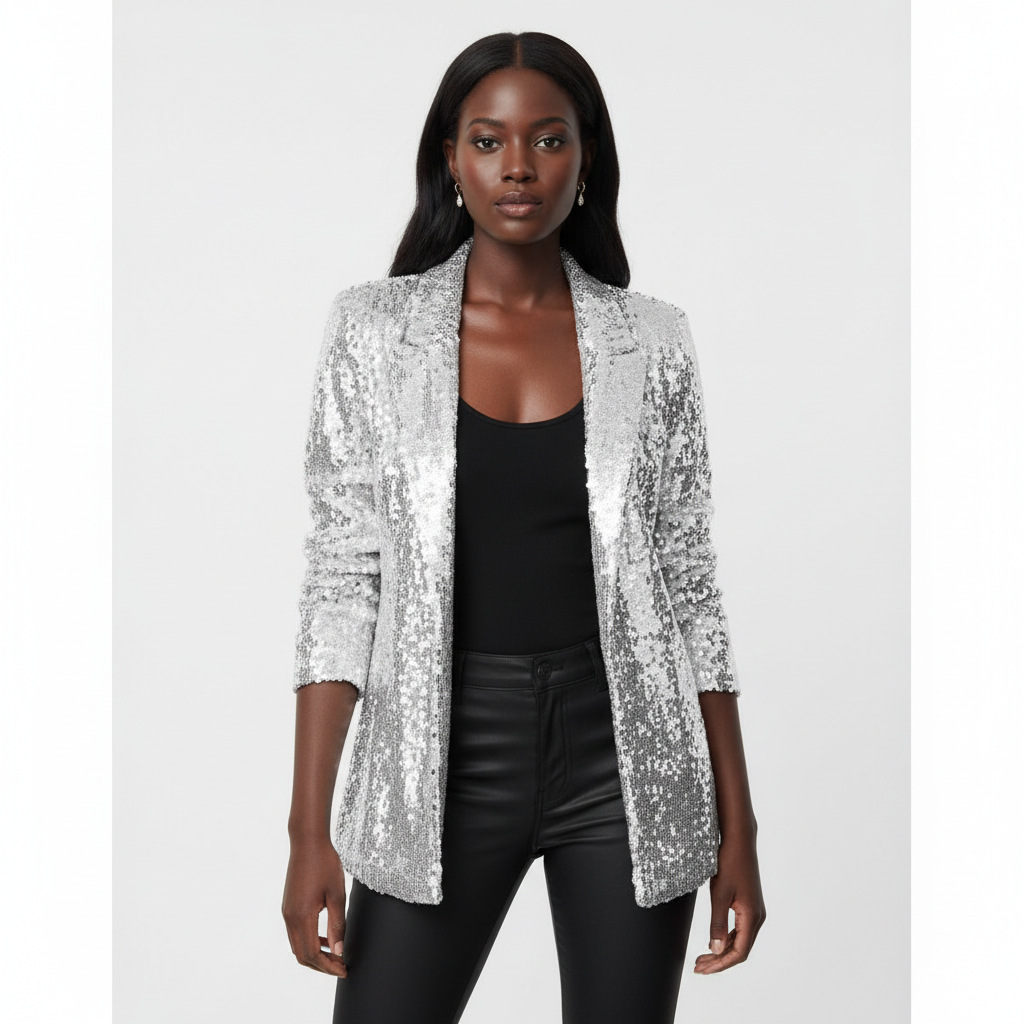 Madison | Women's Blazer With Sequin Texture And Notch Lapel | Glamorous
