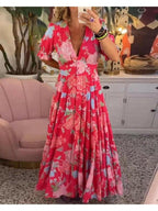 Madison | Women’s Floral Dress With V-Neckline And Flutter Sleeves