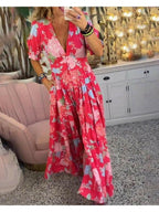 Madison | Women’s Floral Dress With V-Neckline And Flutter Sleeves