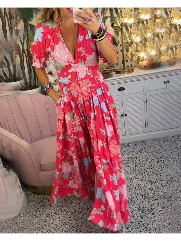 Madison | Women’s Floral Dress With V-Neckline And Flutter Sleeves