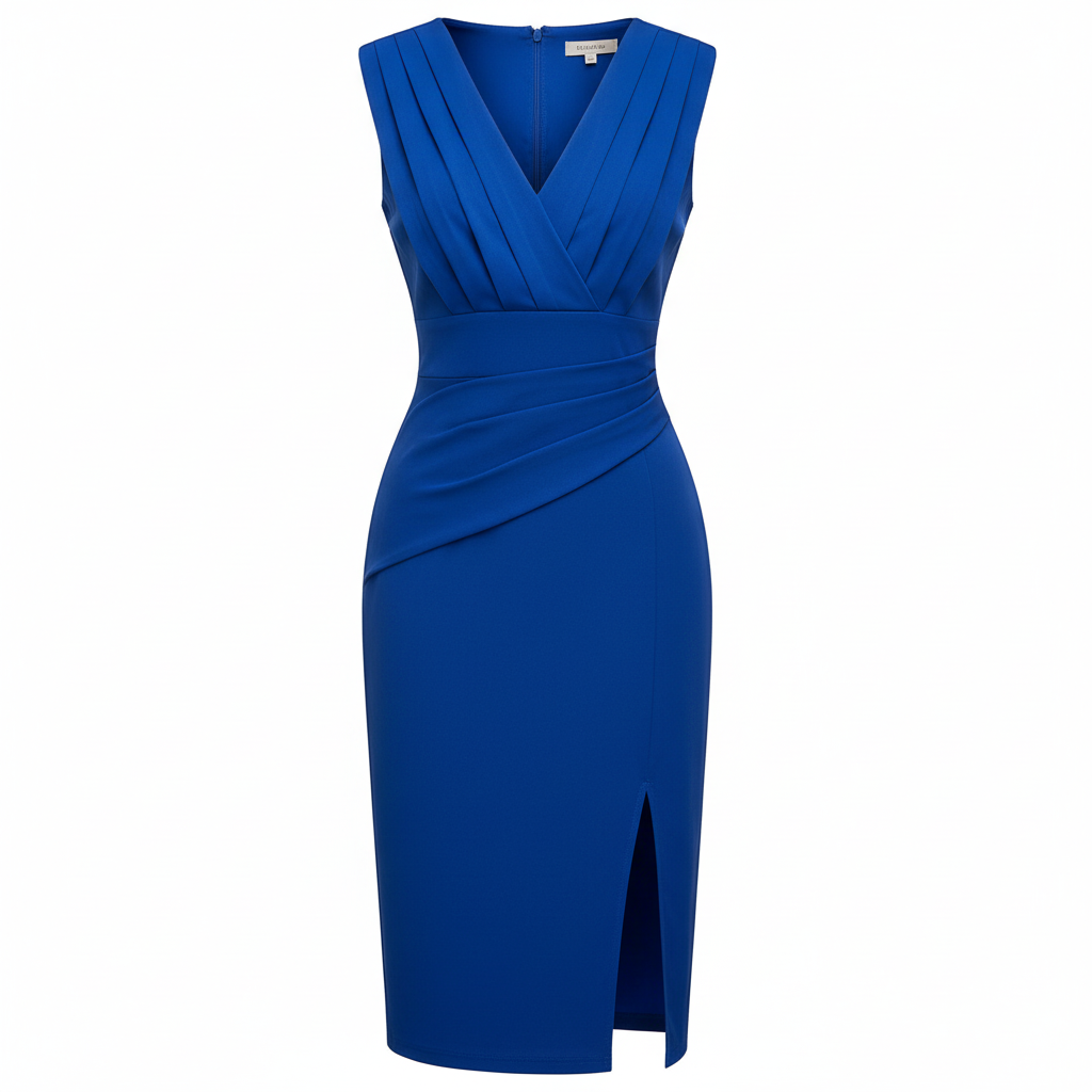 Madison | Women's Graduation Midi Dress With Pleated Bodice And Side Slit | Elegant