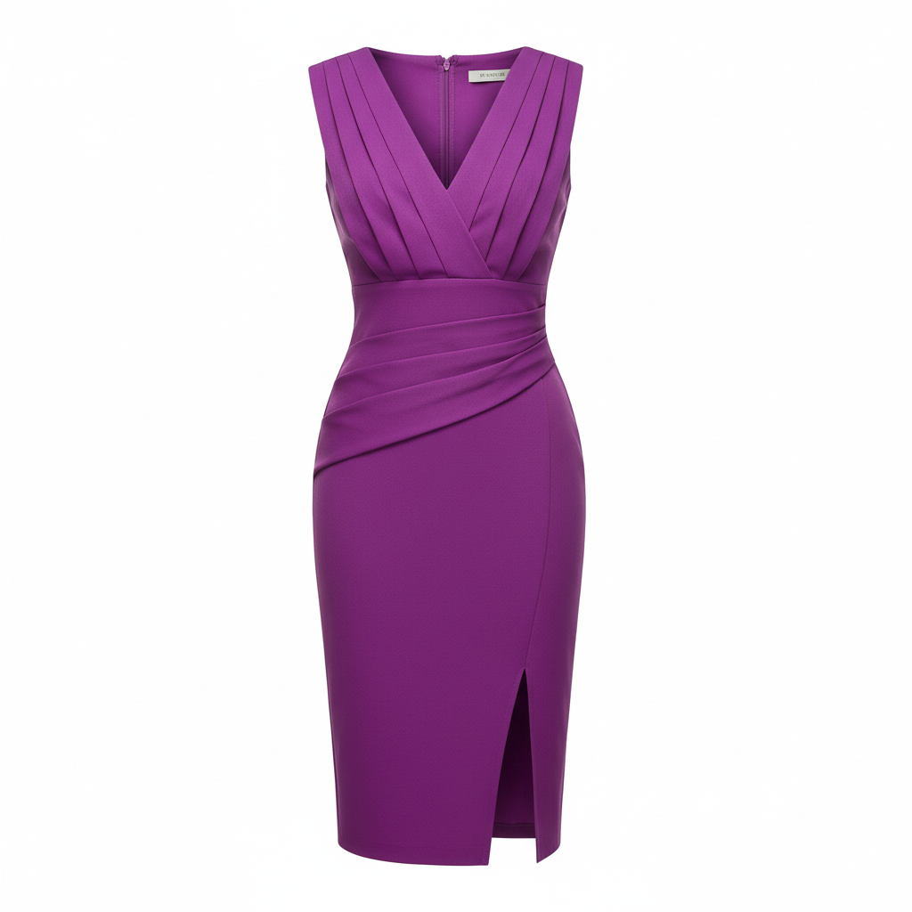 Madison | Women's Graduation Midi Dress With Pleated Bodice And Side Slit | Elegant