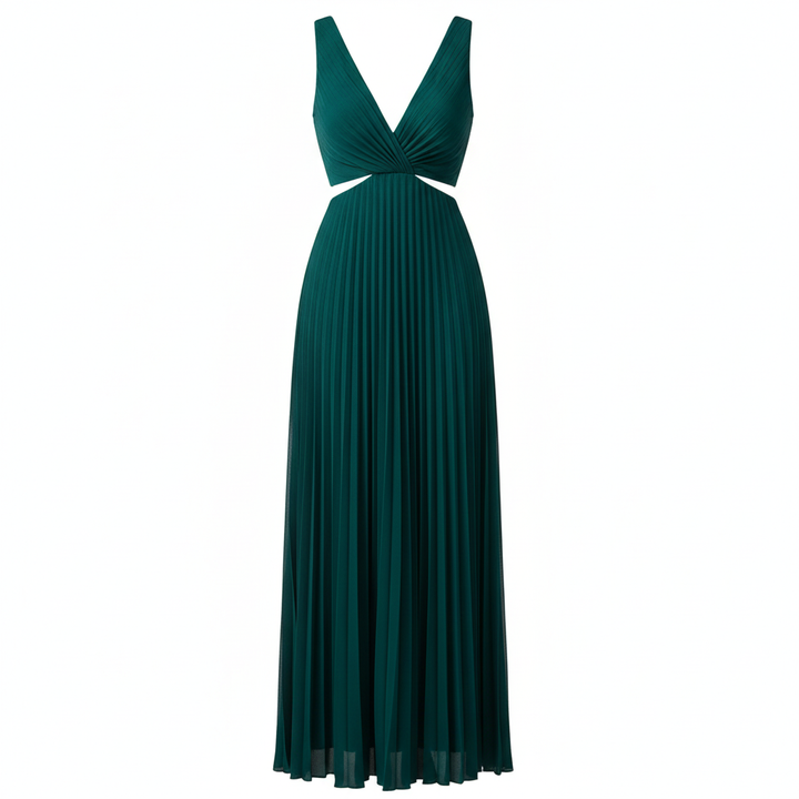 Madison | Women's Graduation Midi Dress With Pleated Skirt And V-Neckline | Elegant