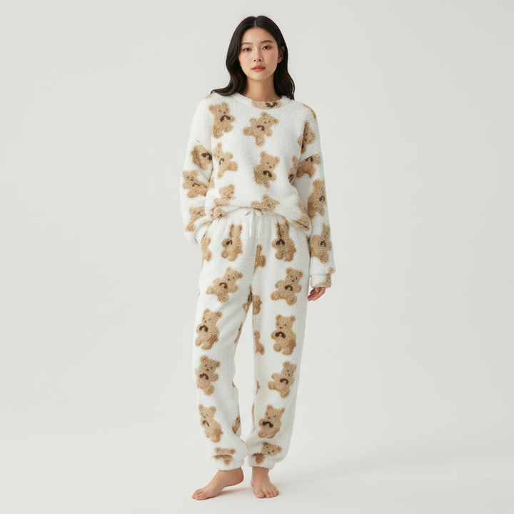 Madison | Women's Loungewear Set With Long Sleeve Top And Bear Pattern | Cozy