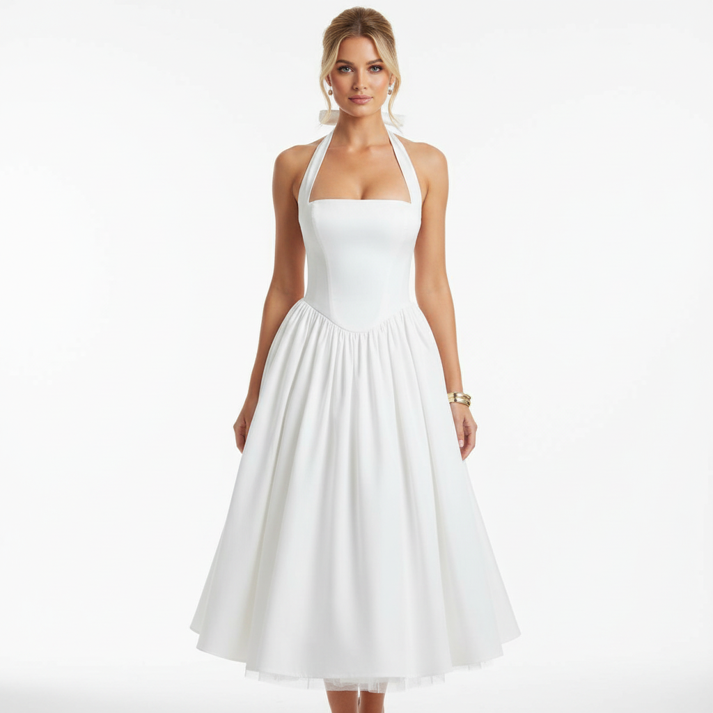 zara orange halter neck dress Madison