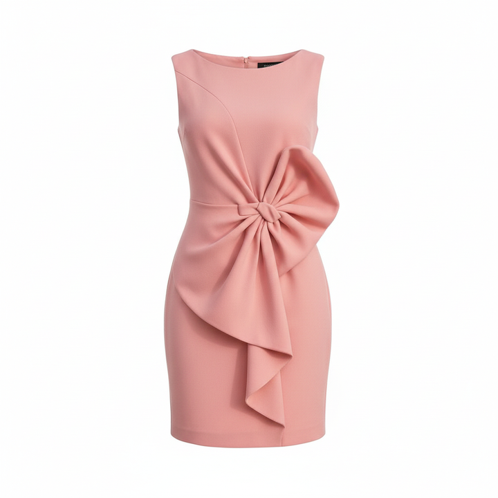 Madison | Women's White Mini Dress With Sleeveless Design And Bow Detail | Elegant