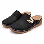 Mariana | Women’s Sandals With Perforated Upper And Gold Buckle | Comfort