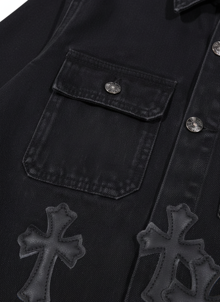 Mason | Men's Leather Jacket With Button Closure And Chest Pockets | Streetwear
