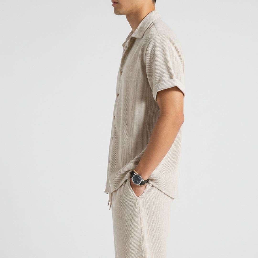 Mason | Men’s Short Set With Button-Front Shirt And Drawstring Shorts