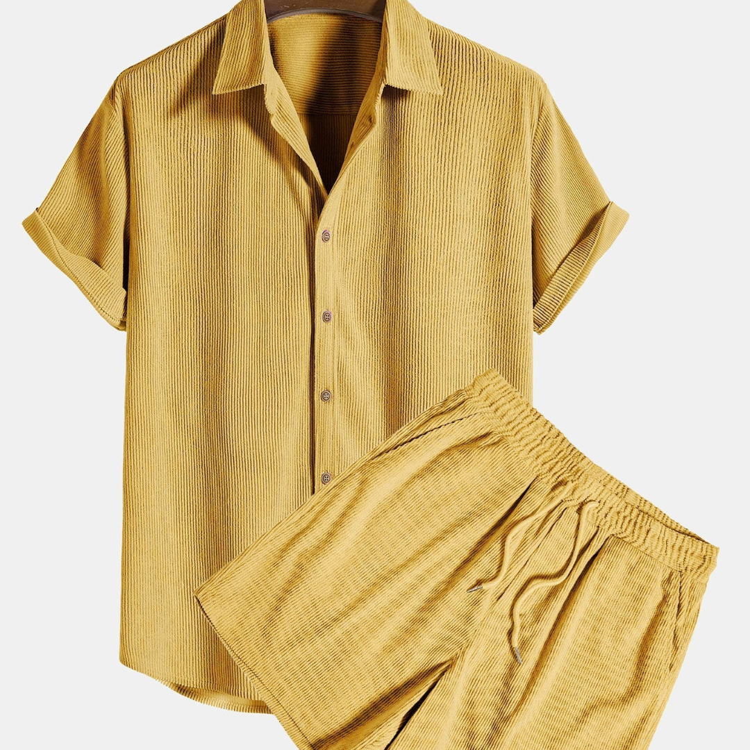 Mason | Men’s Short Set With Button-Front Shirt And Drawstring Shorts