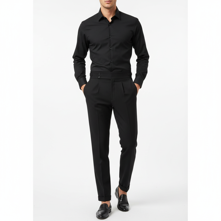 Mason | Men's Trousers With Pleated Front And Double Button Waist | Elegant