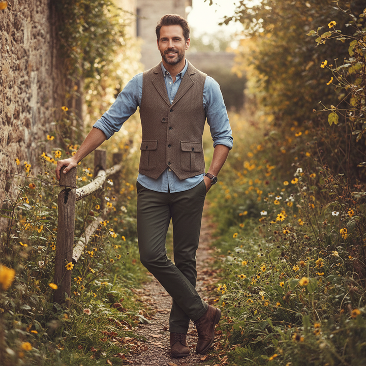 Mason | Men's Wedding Dress Vest With Notch Lapel And Button Closure | Formal