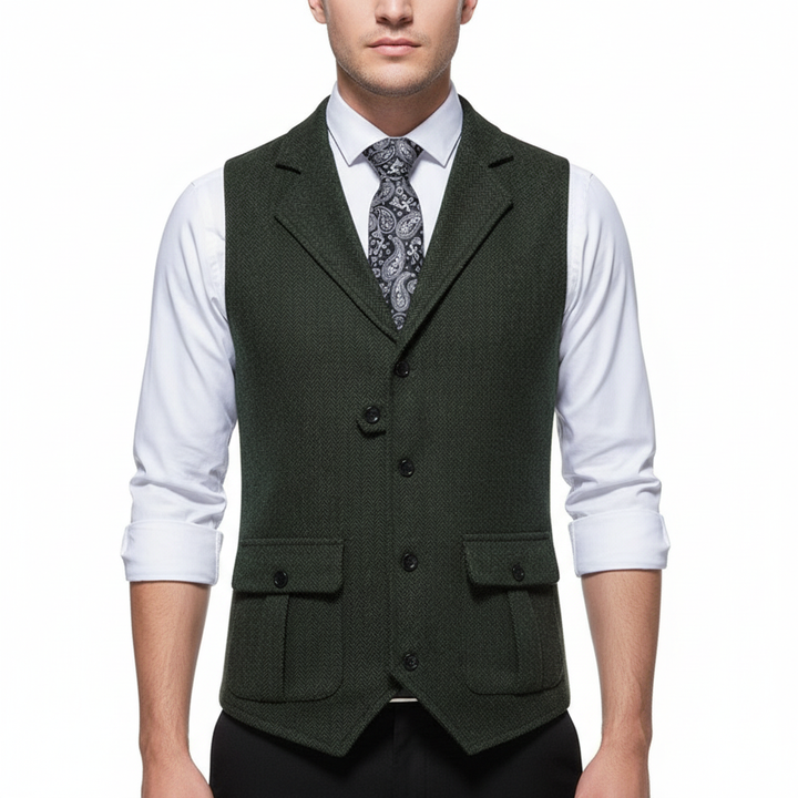 Mason | Men's Wedding Dress Vest With Notch Lapel And Button Closure | Formal