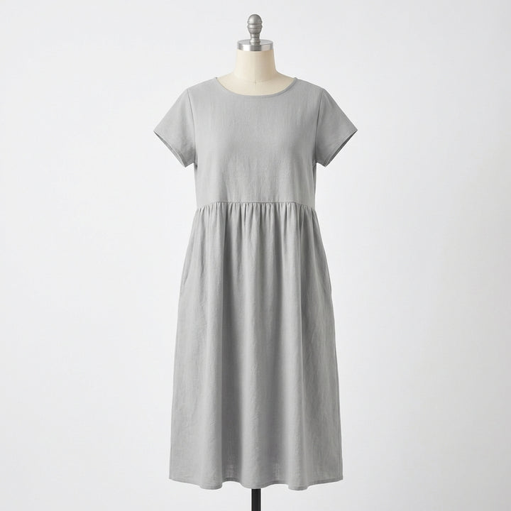 Mila | Women’s Formal Midi Dress With Short Sleeves And Side Pockets | Casual Elegant