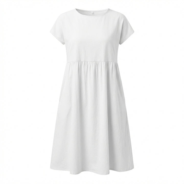 Mila | Women’s Formal Midi Dress With Short Sleeves And Side Pockets | Casual Elegant