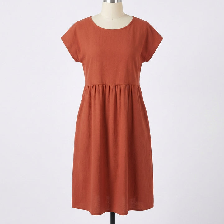 Mila | Women’s Formal Midi Dress With Short Sleeves And Side Pockets | Casual Elegant