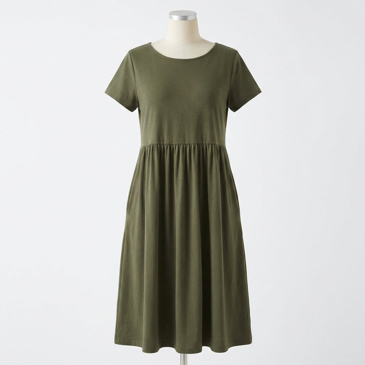 Mila | Women’s Formal Midi Dress With Short Sleeves And Side Pockets | Casual Elegant