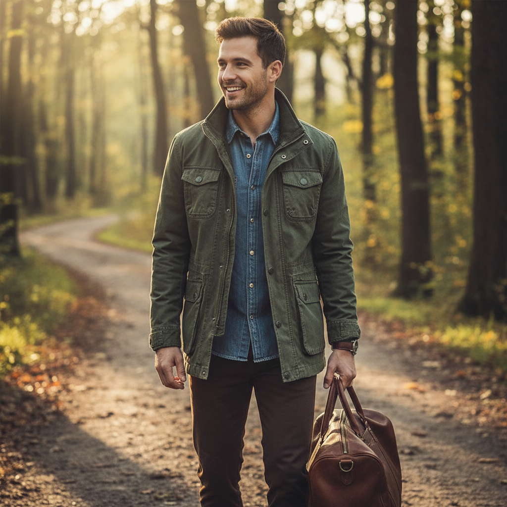 Noah | Men's Denim Jacket With High Neck And Utility Pockets | Casual